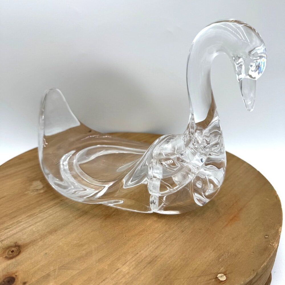 Vintage Lucite Swan Towel Holder/ soap dish, mid century modern bathroom, 1980s
